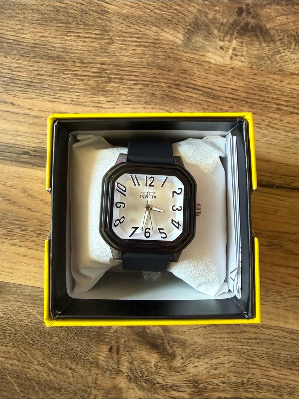 Invicta Black Square Case Watch with White Dial
